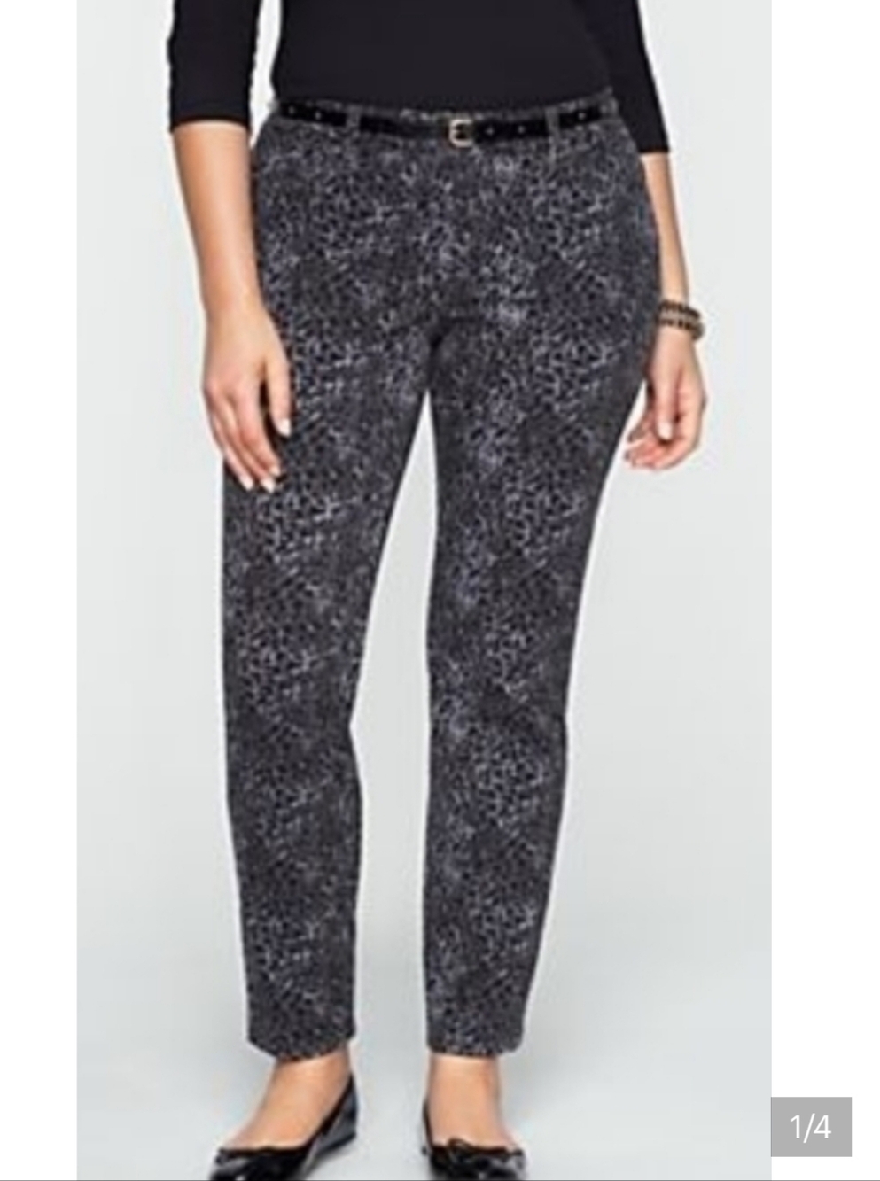 Talbots Signature Gray Leopard Print Pants Size 4